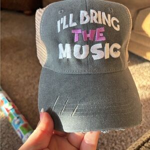 Kids Music-Themed Gray and Pink Cap